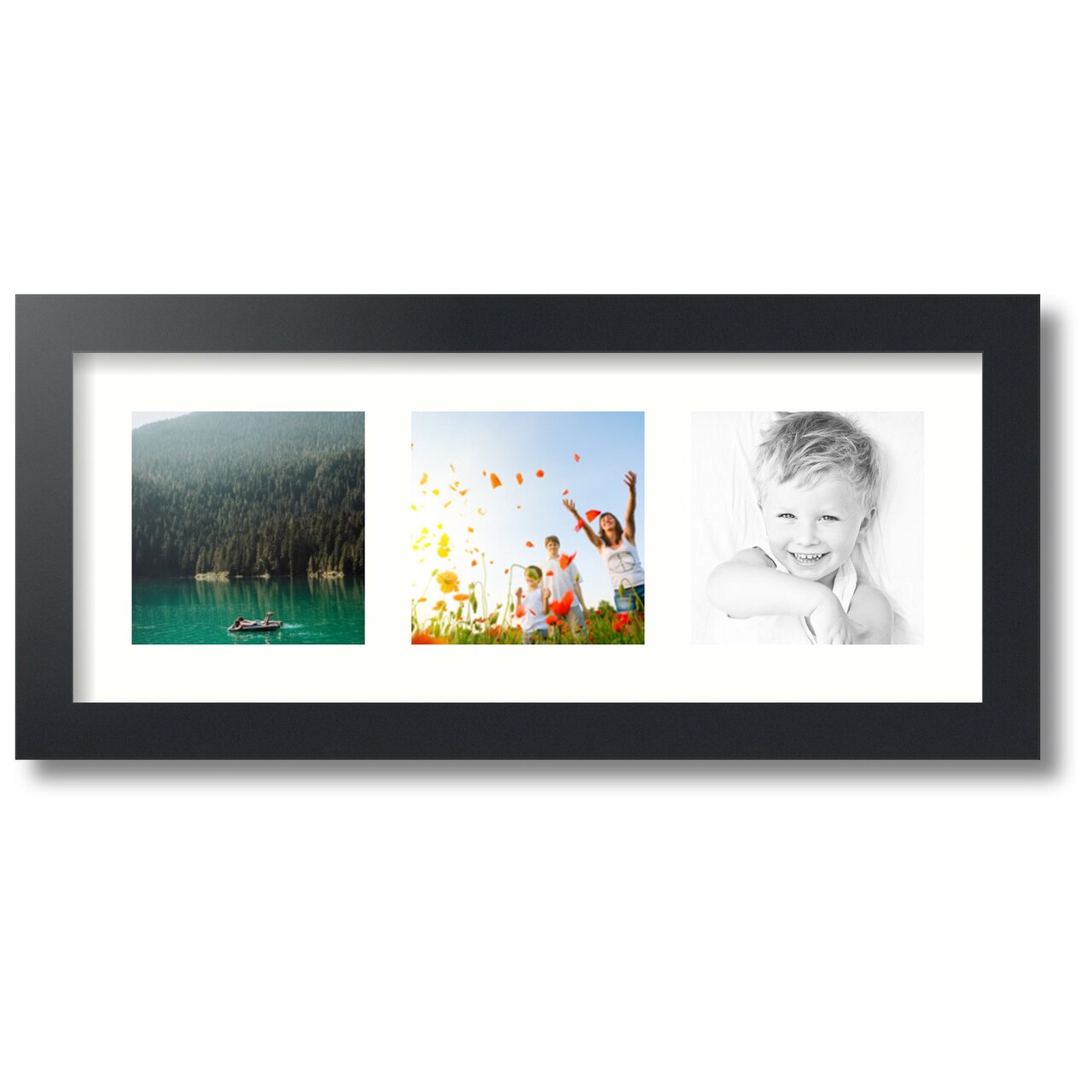 ArtToFrames Collage Photo Picture Frame with 3 - 5x5 inch Openings, Framed in Black with Over 62 Mat Color Options and Regular Glass (CSM-3926-95)